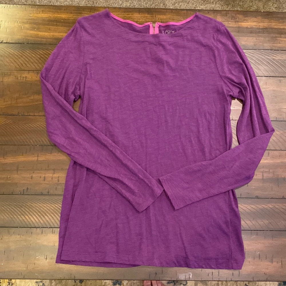 Loft long sleeve purple shirt in size medium